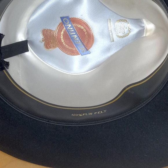 Selentino Fedora Hat black fur felt 7 1/4 - Picture 5 of 9